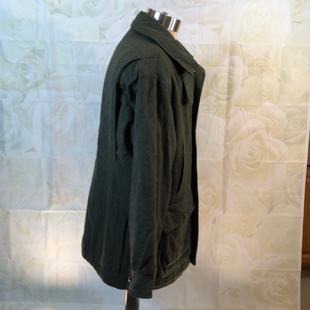dark forest green wool blend heavy coat - Picture 3 of 9